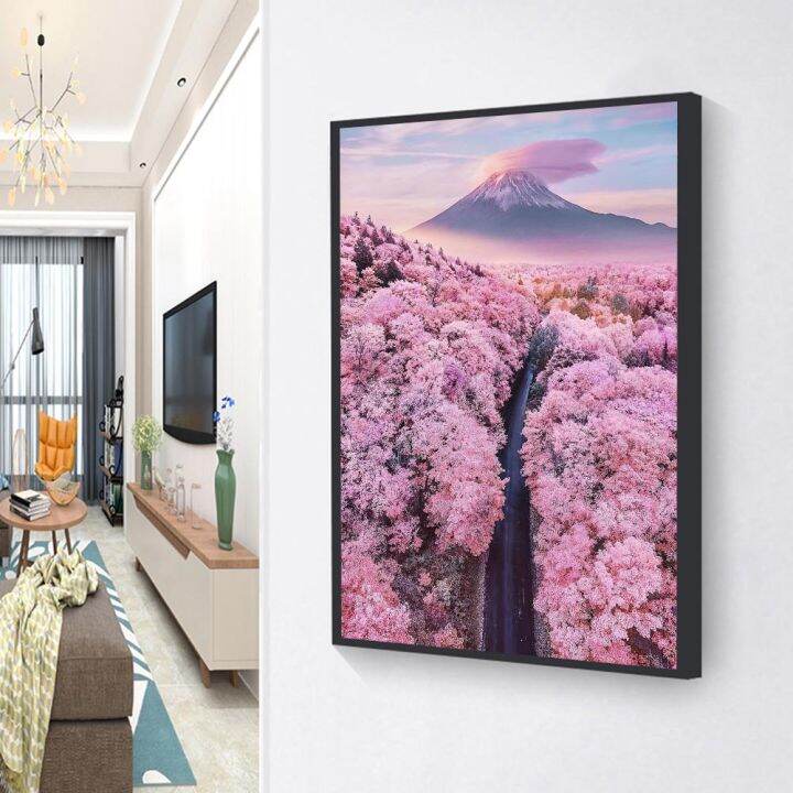 30x40ซม-ภาพวาดดอกไม้เพชรcherry-blossom-diyเพชรภาพวาดrhinestoneเจาะเต็มรอบhome-decor