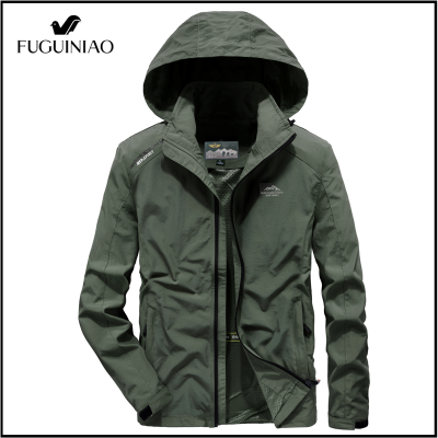 FUGUINIAO เสื้อแจ็กเก็ตสำหรับผู้ชาย,เสื้อแจ็กเก็ตลำลองสำหรับใส่นอกบ้านระบายอากาศได้ดีกันน้ำ2022