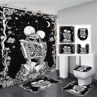 【CW】✈  Lovers Shower Curtain Set Toilet Rugs Anti-slip Carpets