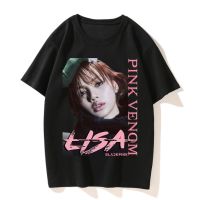 【s-5xl】ผ้าฝ้าย 100%crew neckเสื้อยืดโอเวอร์ไซส์เสื้อ blackpink album pink venom เสื้อผ้าแฟชั่น Rosé Jennie เสื้อยืดสไตล์เกาหลี แบล็คพิ้ง