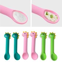 2Pcs/set Cute Baby Silicone Soft Feeding Spoon Tableware Dinosaur Cartoon Spoons Dishes Infant Utensils Learning Spoons Bowl Fork Spoon Sets