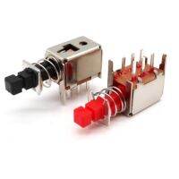 Pushปุ่มสวิทช์DPDTคู่เสา6 Pin Self-Locking Key Power Switchesสีดำ กดไม่ล๊อก กดติดกดดับ ล๊อก