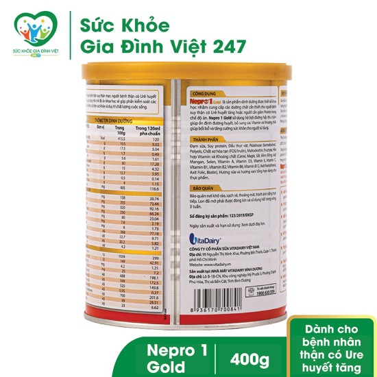 Sữa nepro 1 gold dành cho người bệnh thận có ure huyết tăng 400g - ảnh sản phẩm 2