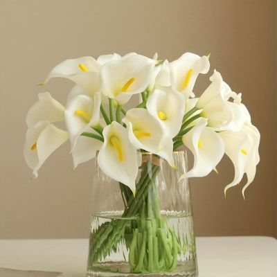 【CC】 5Pc 34cm Calla Artificial Flowers Bouquet Wedding Decoration Table Arrange Centerpiece Fake
