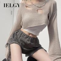 IELGY เสื้อสตรีโปร่งถักสำหรับผู้หญิงสไตล์เกาหลี Cewek Seksi