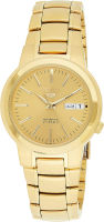 Seiko Mens SNKA10 Seiko 5 Automatic Gold Dial Gold-Tone Stainless Steel Watch