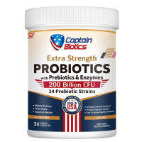 Captain Biotics Extra Strength Probiotics, 200 Billion CFU 34 Strains 30 capsules (?Exp. 07/23)