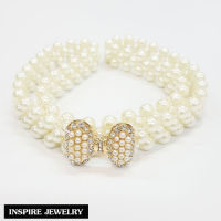 Inspire Jewelry ,เข็มขัดมุกสวยงาม หัวเข็มขัดรูปโบว์ งานแฟชั่น