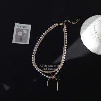 New Korean Silver Plated Shiny Butterfly Necklace Ladies Exquisite Double Layer Clavicle Chain Necklace Jewelry Gift