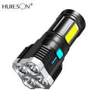 【Huieson】ไฟฉายหลอดไฟ Led อเนกประสงค์4เม็ด,ไฟฉายที่ให้แสงสว่างด้านข้างสามารถชาร์จไฟได้ผ่าน USB ใช้ในบ้านพกพากลางแจ้ง