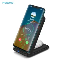 FDGAO 20W Wireless Charger Dock Station 2 In 1 Fast Charging สำหรับ iPhone 14 13 12 11 XR 8 Airpods 3 Pro Samsung S22 S21 S20