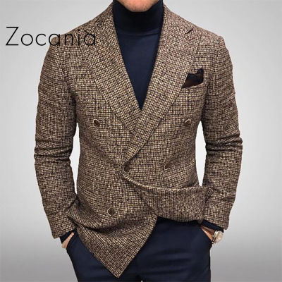 Classic Mens Blazer Business Suit Male Slim Fit Autumn Mens Clothing Male Blazer Plaid Mens Jacket Terno Masculino Casamento
