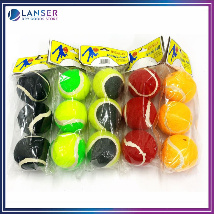 Assorted Rubber Tennis Ball 3 pcs in plastic High Resilience Durable