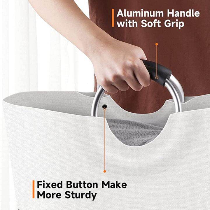 laundry-basket-laundry-hamper-bag-washing-bin-clothes-bag-collapsible-tall-with-handles-waterproof-2pcs-82l-gray