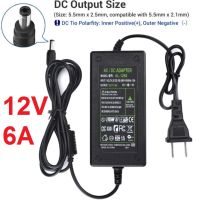 อะแดปเตอร์ AC 100-240V to DC 12V 6A Switching Power Supply Adapter 72W with 5.5x2.1mm DC Output