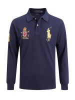 Golf Gear Spring and Autumn new mens POLO shirt long-sleeved T-shirt pure cotton lapel mens embroidered horse logo trendy business casual