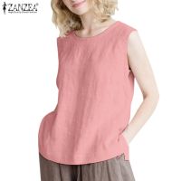 COD dhdfxcz ZANZEA Women Casual O-Neck Solid Color Cotton Sleeveless Tank Blouse