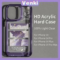 VENKI - iPhone Case HD Acrylic High Quality Hard Case Metal Button Protection Camera Shockproof Painting Moon Compatible For iPhone 14 Pro Max 13 Pro Max 12 Pro Max 11 Pro Max xr xs max