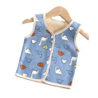 （Good baby store） Thicken Vest Winter Boys Velvet Warm Girls Waistcoat Kids Cartoon Print Gilet Fille Children Cardigan Vests Clothes Boys Vest