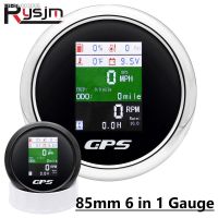 ☏ 6 in 1 Multi-functional 85MM GPS Speedometer Fuel Level Water Temp Oil Press Volt Tachometer Temperarure Sensor Pressure Sensors