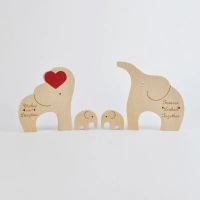 Wooden Elephant Family Decoration Animal Statue Home Desktop Decoration Childrens Room Decoration Crafts Mothers Day Gift