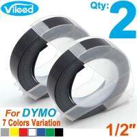Vileed 2ชิ้น12มม./1/2นิ้วสำหรับเติมฉลาก3D สำหรับ DYMO OFFICE MATE 1540 1540-00 154000ผู้ผลิตฉลากด้วยตนเองเครื่องพิมพ์พลาสติกผู้ผลิตสติกเกอร์พิมพ์รีฟิลเทป-3เมตร/9.8นิ้วความยาวดำ/น้ำเงิน/เขียว/แดง/เหลือง/เงิน/ใส