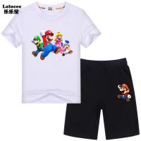 ชุดเสื้อยืด Super Mario Bros แขนสั้นกางเกงขาสั้นสําหรับเด็กผู้ชาย