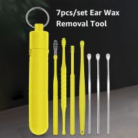 7pcs/set Ear Pick Cleaner Spoon Ear Wax Removal Tool Stainless Steel Earpick Dual-end Wax Remover Curette with Storage Case