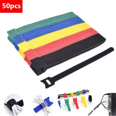 50pcs Reusable Cable Tie with Adjustable Wire Data Cable Storage Cable Management Belt Plant Strap Nylon Belt Velcro Furniture