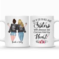 2 Sisters Coffee Mug Personalized White Ceramic Mugs Cup Girls Gift Sisters Forever, Never Apart 11oz15oz RR2008