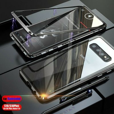 「Enjoy electronic」 Double Sided Glass Magnetic Metal Case For Samsung Galaxy S10 Plus 5G S10E S8 S9 Phone Case For Samsung Note 10 9 8 A50 A70 Case