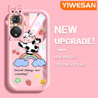 YIWESAN เคสสำหรับ Honor 50เคสโคนมการ์ตูนน่ารักลวดลายน่ารักน่ารักมอนสเตอร์ตัวน้อยเคสโทรศัพท์โปร่งใสเลนส์กล้องถ่ายรูปซิลิโคนนิ่มเคสห่อหุ้มกันกระแทก