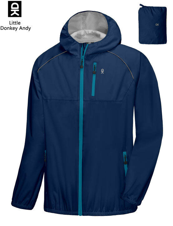 LittleDonkeyAndy Men 'S Cycling Stretch Rain Jacket With Hood