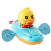 ☜ 1 pcs Cute Cartoon Duck Bath Toys Classic Water Toy Back Rowing Boat Baby Bathing Swim Duck Chain Clockwork Toy for Children