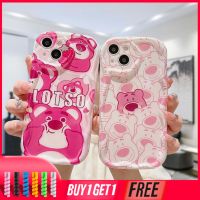 เคส VIVO Y21A Y21T Y12S Y12 Y20 Y30 Y56 Y02A Y21S Y21E Y21G Y20S Y12i Y15S Y22 Y22S Y35 Y15C Y91C Y21 Y16 Y3S Y33T Y15A Y01 Y02 Y01A Y91 Y30i Y93 Y95 Y15 Y17 Y50 Y53S Y51 Y51A Y10 Y33S เคสลายการ์ตูนน่ารักสตรอเบอร์รี่หมีนุ่ม Lotso เคสขอบโค้งหยัก3D