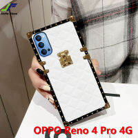 เคสโทรศัพท์ JieFie สำหรับ OPPO Reno 4 Pro 4G / Reno 3แพคเกจหนังนิ่มสี่เหลี่ยมหรูหราพร้อมสายคล้องกรอบด้านหลังโทรศัพท์