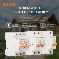 ETEK มินิเซอร์กิตเบรกเกอร์ AC MCB ตัวป้องกันการโอเวอร์โหลดสั้น C Curve 1P 2P 3P 6-63A 220V 230V 50 / 60HZ 35mm Din Rail Mount EKM3 C Curve