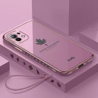 Motorola MOTO G9 Power Plus G9เล่น G8 Power Lite G8เล่นหรูหราปลอกเคลือบเงา Maple Leaf Square ขอบกรณีซิลิคอนนุ่ม