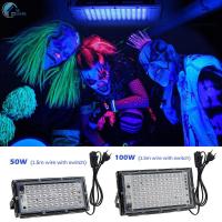 ไฟ LED สีดำ50W/100W LED UV สำหรับเวทีดีเจดิสโก้แสงยูวีสปอตไลท์สำหรับไฟ LED ในปาร์ตี้ในบ้านแสงไฟสีดำนำโคมไฟฟลัดไลท์สำหรับเวที DJ