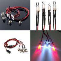 【High-quality】 PC RC On-Road LED Car Night 5Mm สีขาวและ3Mm ไฟหน้าสีแดง4 LED อุปกรณ์เครื่องประดับรถยนต์ Dropship