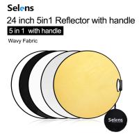 Selens แบบพกพา5-In-1 24นิ้ว (60ซม.) จับรอบสะท้อนแสงแบบ Multi Disc กระเป๋าถือสำหรับถ่ายภาพแสงสตูดิโอและแสงสว่างกลางแจ้ง