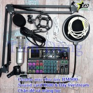 Mic thu âm bm900 sound card k300 dây livestream chế chân đế màng lọc sound