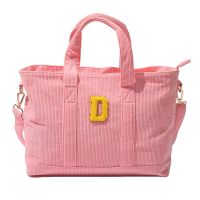 Hot Sale High Quality Eco-friendly Custom Pink Corduroy Tote Bag With Zipper Cotton Shopping Bags Ladies Bags Handbag