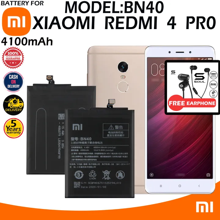 Xiaomi Redmi 4 PRO Battery Model BN40 100%Original Equipment ...