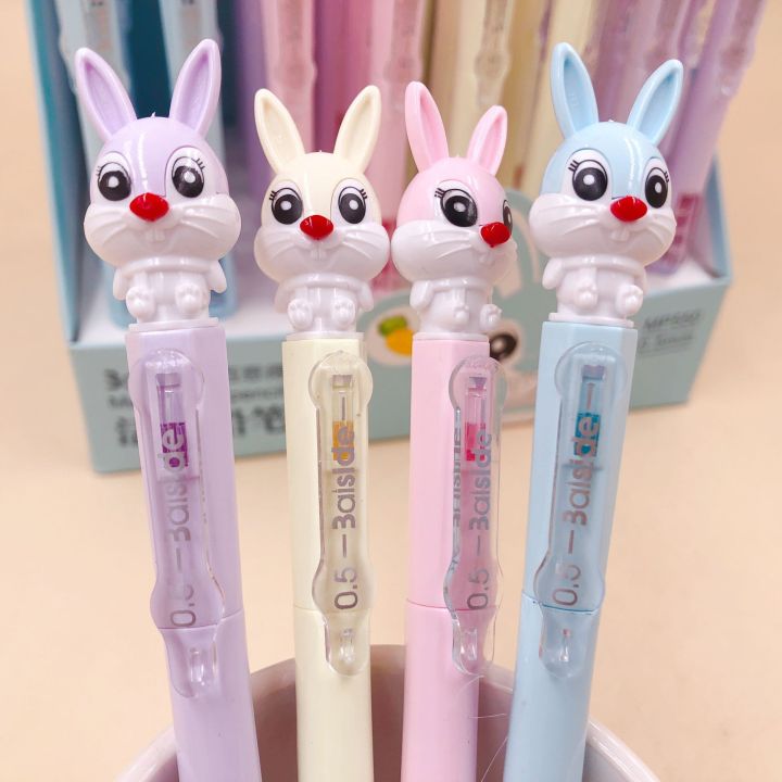 48-pcslot-cartoon-rabbit-press-mechanical-pencil-cute-student-automatic-pen-for-kid-school-office-supply-promotional-gifts