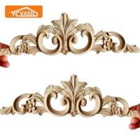 Natural Wood Carved Corner Appliques Furniture Cabinet Door Frame Wall Decoration Rubber Figurines Unpainted Wooden Carving