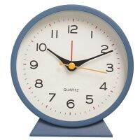 4.5 Inch Battery Operated Antique Retro Analog Alarm Clock, Small Silent Bedside Desk Metal Clock with Light