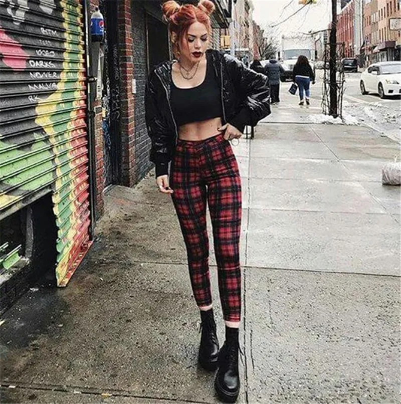 Tight fitted clearance plaid pants