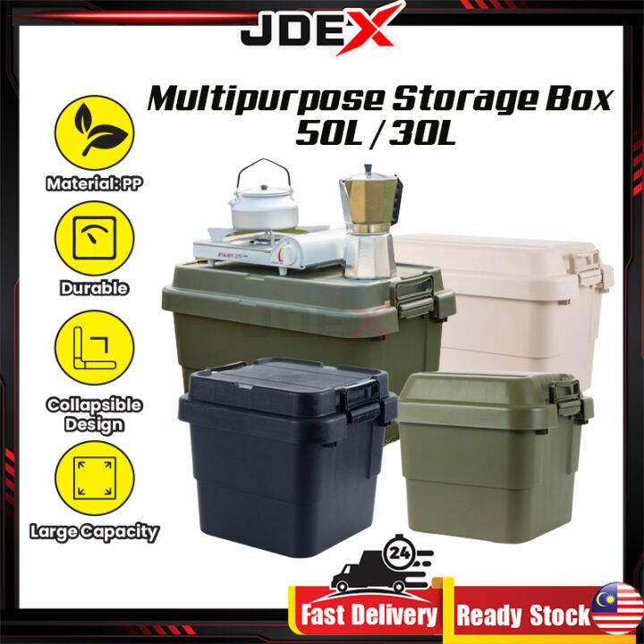 JDEX Storage Box 50L / 30L Multifunction Folding Plastic Storage Box