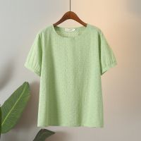 【มีไซส์ใหญ่】Plus Size XL-4XL Womens Full Cotton Summer Shirts Oversized A-line Floral Embroidery Female Tops Large Size Vintage Top